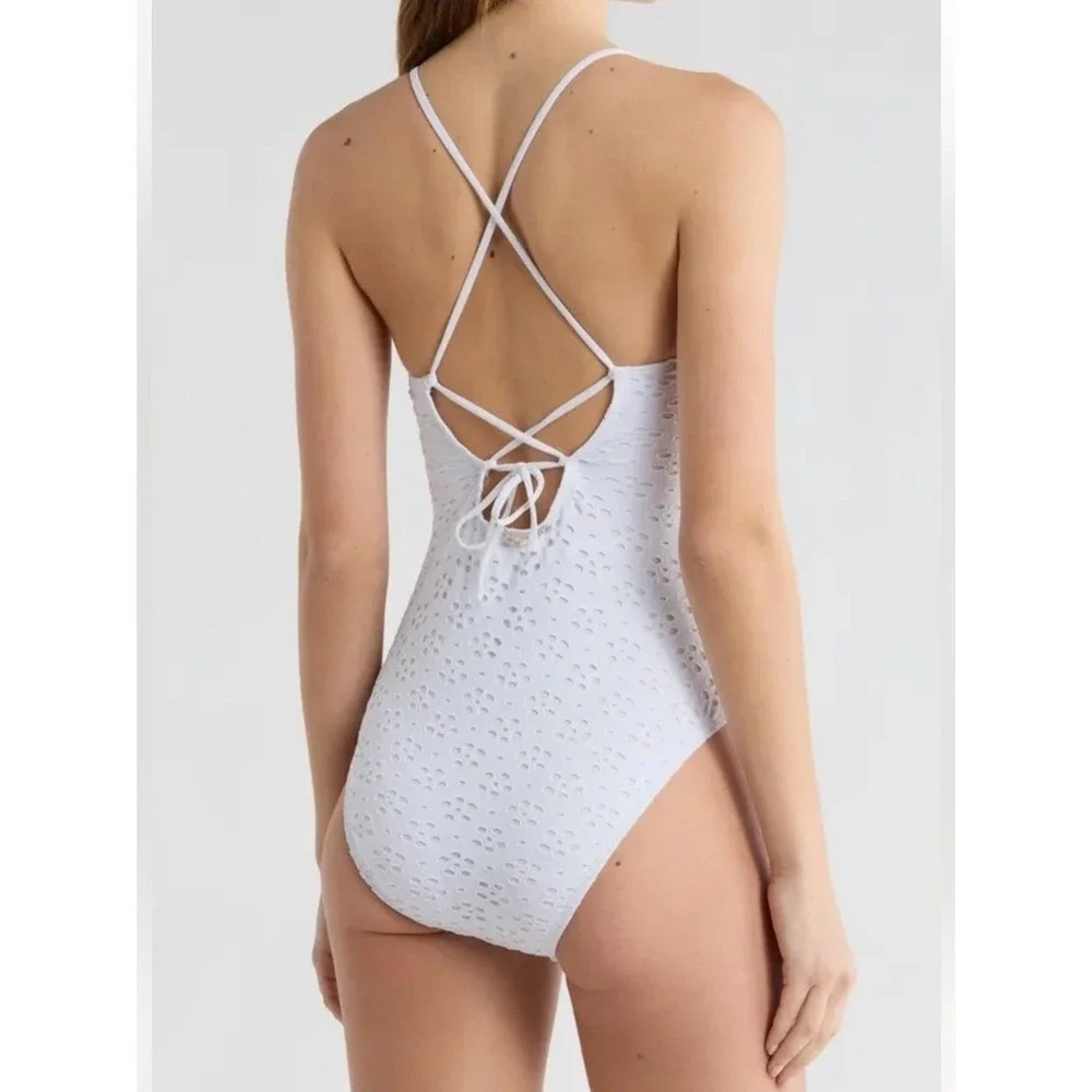 Betsey Johnson‎ one piece Eyelet cut out Swimsuit size M new
